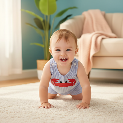 Morning crawls in our favorite DINOZA romper.