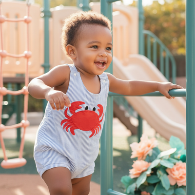 Ready for the jungle gym in Medallow gear.
